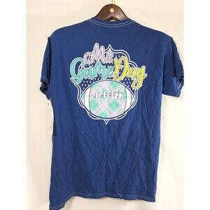 Benny and Belle womens M short sleeve shirt blue Ms. Game Day short sleeve shirt